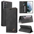 For Samsung Galaxy S21+ 5G Skin Feel Anti-theft Brush Horizontal Flip Leather Case with Holder(Black) - 1