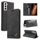 For Samsung Galaxy S22 5G Skin Feel Anti-theft Brush Horizontal Flip Leather Case with Holder(Black) - 1