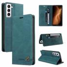 For Samsung Galaxy S22 5G Skin Feel Anti-theft Brush Horizontal Flip Leather Case with Holder(Blue) - 1