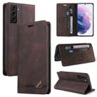 For Samsung Galaxy S22+ 5G Skin Feel Anti-theft Brush Horizontal Flip Leather Case with Holder(Brown) - 1