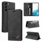 For Samsung Galaxy S23 5G Skin Feel Anti-theft Brush Horizontal Flip Leather Case with Holder(Black) - 1
