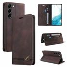 For Samsung Galaxy S23 5G Skin Feel Anti-theft Brush Horizontal Flip Leather Case with Holder(Brown) - 1