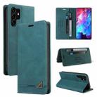 For Samsung Galaxy S23 Ultra 5G Skin Feel Anti-theft Brush Horizontal Flip Leather Case with Holder(Blue) - 1