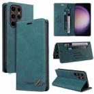 For Samsung Galaxy S24 Ultra 5G Skin Feel Anti-theft Brush Horizontal Flip Leather Case with Holder(Blue) - 1