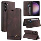 For Samsung Galaxy S24+ 5G Skin Feel Anti-theft Brush Horizontal Flip Leather Case with Holder(Brown) - 1