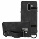For Samsung Galaxy A6 Wristband Holder Leather Back Phone Case(Black) - 1