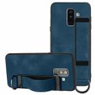 For Samsung Galaxy A6+ Wristband Holder Leather Back Phone Case(Royal Blue) - 1