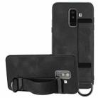 For Samsung Galaxy A6+ Wristband Holder Leather Back Phone Case(Black) - 1