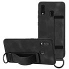 For Samsung Galaxy A20e Wristband Holder Leather Back Phone Case(Black) - 1