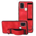 For Samsung Galaxy A21s Wristband Holder Leather Back Phone Case(Red) - 1