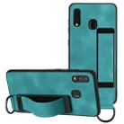For Samsung Galaxy A40 Wristband Holder Leather Back Phone Case(Green) - 1