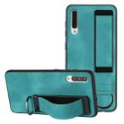 For Samsung Galaxy A50 Wristband Holder Leather Back Phone Case(Green) - 1