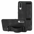 For Samsung Galaxy A70 Wristband Holder Leather Back Phone Case(Black) - 1