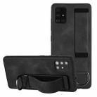 For Samsung Galaxy A71 Wristband Holder Leather Back Phone Case(Black) - 1