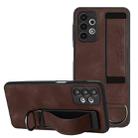 For Samsung Galaxy A73 5G Wristband Holder Leather Back Phone Case(Coffee) - 1