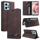 For Xiaomi Redmi Note 12 4G Global Skin Feel Anti-theft Brush Horizontal Flip Leather Case with Holder(Brown) - 1