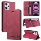 For Xiaomi Redmi Note 12 Pro India/Poco X5 Pro Skin Feel Anti-theft Brush Horizontal Flip Leather Case with Holder(Wine Red) - 1