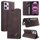 For Xiaomi Redmi Note 12 Pro India/Poco X5 Pro Skin Feel Anti-theft Brush Horizontal Flip Leather Case with Holder(Brown) - 1