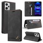 For Xiaomi Redmi Note 12 Pro+ India Skin Feel Anti-theft Brush Horizontal Flip Leather Case with Holder(Black) - 1