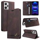 For Xiaomi Redmi Note 12 Pro+ India Skin Feel Anti-theft Brush Horizontal Flip Leather Case with Holder(Brown) - 1