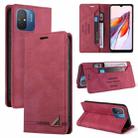 For Xiaomi Redmi 12C/11A Skin Feel Anti-theft Brush Horizontal Flip Leather Case with Holder(Wine Red) - 1