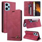 For Xiaomi Poco F5 5G/Redmi Note 12 Turbo 5G Skin Feel Anti-theft Brush Horizontal Flip Leather Case with Holder(Wine Red) - 1