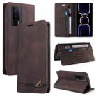 For Xiaomi Poco F5 Pro/Redmi K60/K60 Pro Skin Feel Anti-theft Brush Horizontal Flip Leather Case with Holder(Brown) - 1