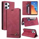 For Xiaomi Redmi 12 Skin Feel Anti-theft Brush Horizontal Flip Leather Case with Holder(Wine Red) - 1