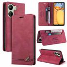 For Xiaomi Redmi 13C Skin Feel Anti-theft Brush Horizontal Flip Leather Case with Holder(Wine Red) - 1