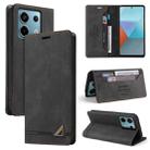 For Xiaomi Redmi Note 13 Pro 5G Skin Feel Anti-theft Brush Horizontal Flip Leather Case with Holder(Black) - 1