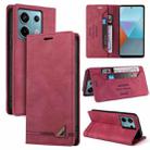 For Xiaomi Redmi Note 13 Pro 5G Skin Feel Anti-theft Brush Horizontal Flip Leather Case with Holder(Wine Red) - 1