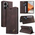 For Xiaomi Redmi Note 13 Pro+ Skin Feel Anti-theft Brush Horizontal Flip Leather Case with Holder(Brown) - 1