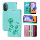 For Huawei nova 9 SE 4G/5G Rose Embossed Flip PU Leather Phone Case(Green) - 1