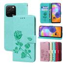 For Huawei nova Y61/Enjoy 50z Rose Embossed Flip PU Leather Phone Case(Green) - 1