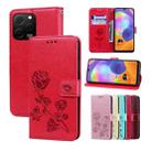 For Huawei nova Y61/Enjoy 50z Rose Embossed Flip PU Leather Phone Case(Red) - 1