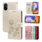 For Huawei nova Y70 / Y70 Plus Rose Embossed Flip PU Leather Phone Case(Gold) - 1