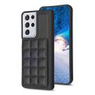 For Samsung Galaxy S21 Ultra 5G Grid Card Slot Holder Phone Case(Black) - 1