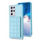 For Samsung Galaxy S21 Ultra 5G Grid Card Slot Holder Phone Case(Blue) - 1