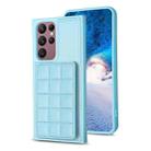 For Samsung Galaxy S22 Ultra 5G Grid Card Slot Holder Phone Case(Blue) - 1