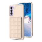 For Samsung Galaxy S22 5G Grid Card Slot Holder Phone Case(Beige) - 1