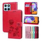 For Honor X8 5G/Play6C 5G/X6 4G/X6S/70 Lite Rose Embossed Flip PU Leather Phone Case(Red) - 1