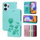 For Honor X7a/Play7T Rose Embossed Flip PU Leather Phone Case(Green) - 1