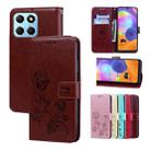 For Honor X6a Rose Embossed Flip PU Leather Phone Case(Brown) - 1