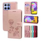 For Honor X6a Rose Embossed Flip PU Leather Phone Case(Rose Gold) - 1