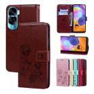 For Honor 90 Lite Rose Embossed Flip PU Leather Phone Case(Brown) - 1