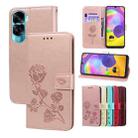 For Honor 90 Lite Rose Embossed Flip PU Leather Phone Case(Rose Gold) - 1