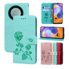 For Honor X9b Rose Embossed Flip PU Leather Phone Case(Green) - 1