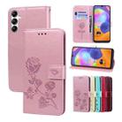 For Samsung Galaxy A34 5G Rose Embossed Flip PU Leather Phone Case(Rose Gold) - 1