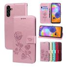 For Samsung Galaxy A04 / A04s Rose Embossed Flip PU Leather Phone Case(Rose Gold) - 1