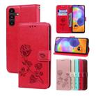 For Samsung Galaxy A24 Rose Embossed Flip PU Leather Phone Case(Red) - 1